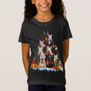 T-Shirt Noël Pyjama écossais Terrier Xmas Arbre Cadeaux