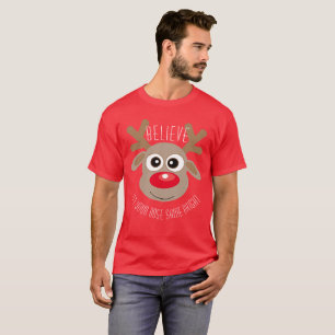 T-shirt Noël Red Cute Cartographie Reindeer Amusant