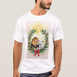 T-shirt Noël religieux Le Lion et l'Agneau avec Sta