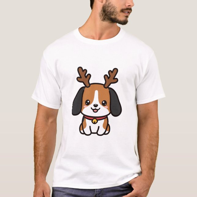 T-shirt Noël Renne Beagle (Devant)