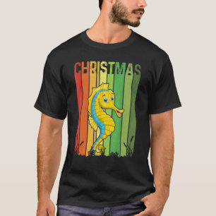 T-shirt Noël Rétro Hippocampe Mignon Groupe Assorti Xmas 