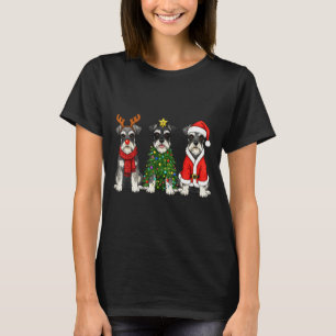 T-shirt Noël Rétro Miniature Schnauzer Père Noël Renne