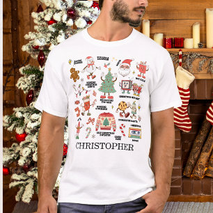 T-shirt Noël Rétro Nostalgique Vert Et Rouge