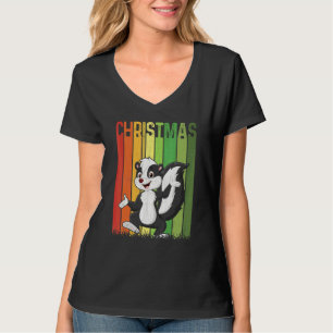 T-shirt Noël Rétro Skunk Mignon Groupe Assorti Xmas Hol