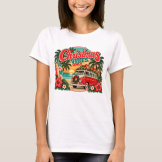 T-shirt Noël Rétro Tropical Plage Vintage Fêtes