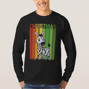 T-shirt Noël Rétro Zèbre Mignon Groupe Assorti Xmas Hol