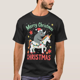 T-Shirt Noël Rhinocéros Joyeux Noël Licorne Rhinoc