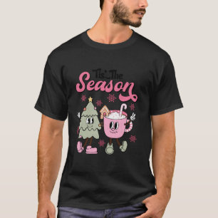 T-shirt Noël Rose Rétro Telle La Saison Joyeux Arbre Coff