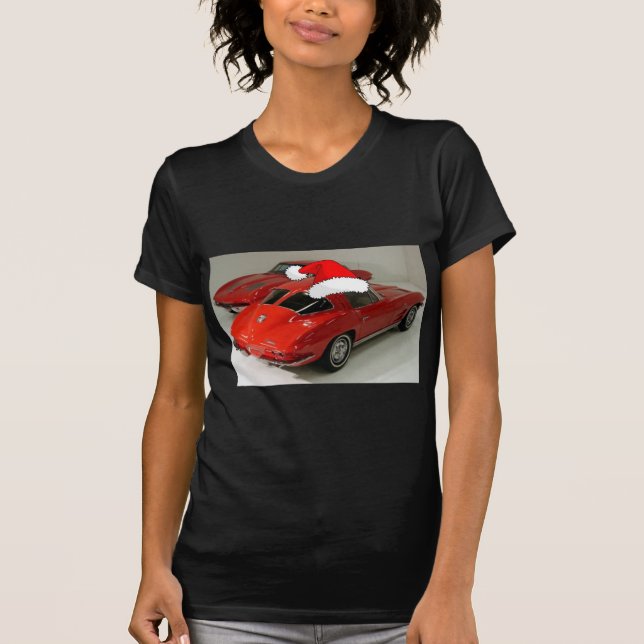 T-shirt Noël Rouge Corvette Classic Split Fenêtre (Devant)