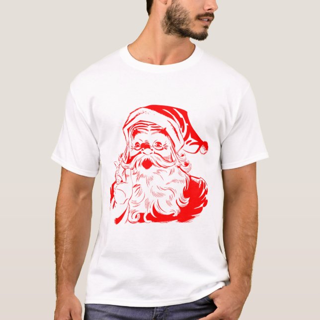 T-shirt Noël rouge et blanc du Père Noël (Devant)