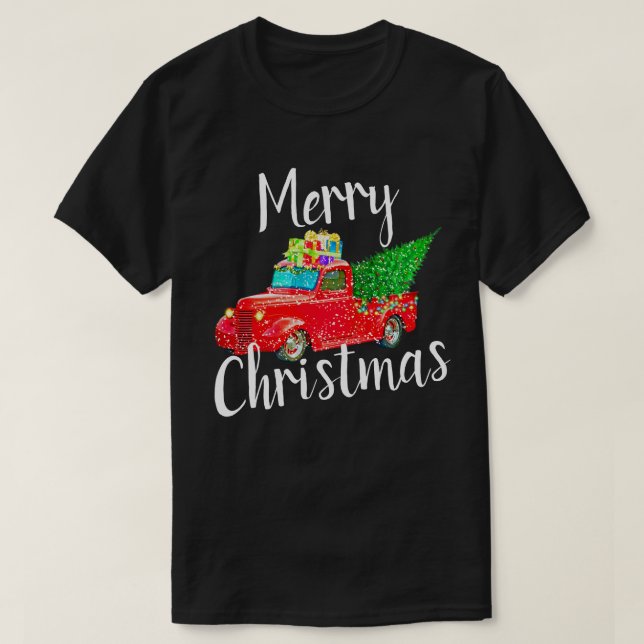 T-shirt Noël rouge vintage de camion (Design devant)