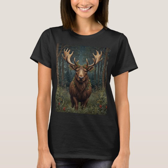 T-shirt Noël rustique élan cerf boho forêt boisée  (Devant)