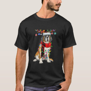 T-shirt Noël Saint Bernard Chien Lumières de vacances Rein