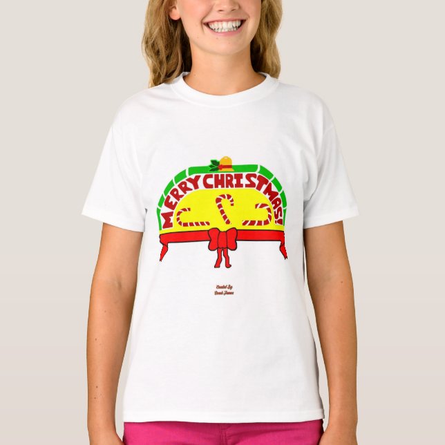 T-shirt Noël Salutations Filles Blanc Basic T Shirt (Devant)