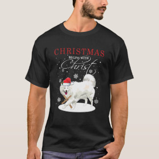 T-shirt Noël Samoyé Commence Avec Le Christ