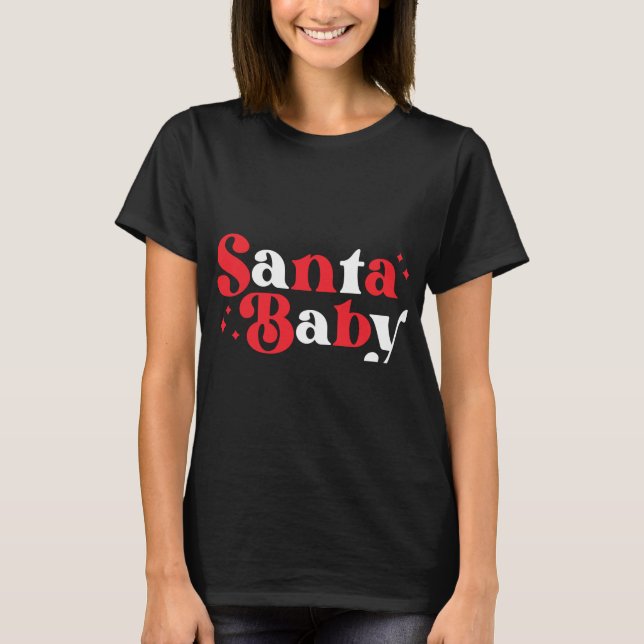 T-shirt Noël Santa Bébé Mignon Moderne Tygraphie Script B (Devant)
