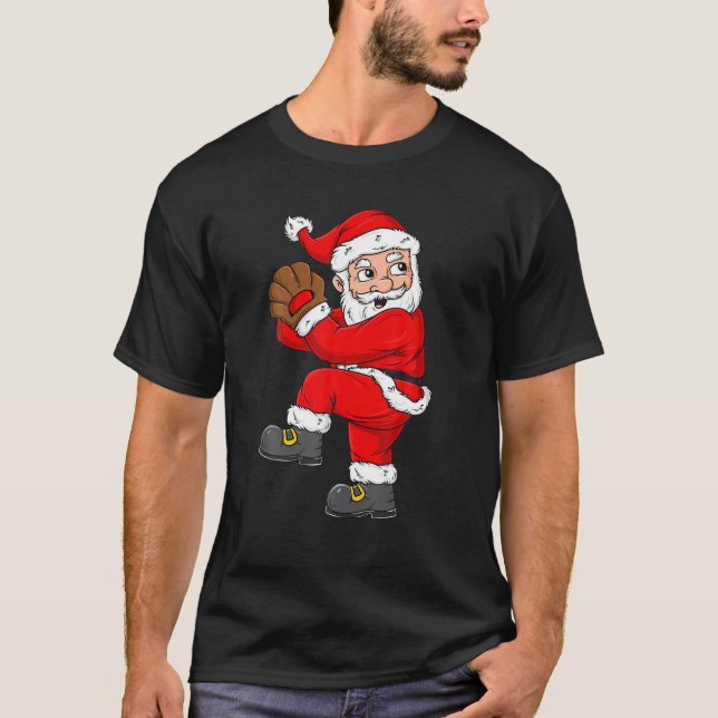 T-shirt Noël Santa Claus Baseball Pitcher Boys T Enfants (Devant)