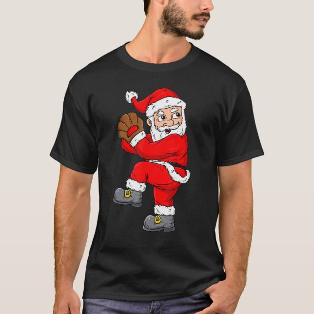 T-shirt Noël Santa Claus Baseball Pitcher Boys T Enfants (Devant)