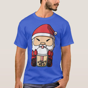 T-shirt Noël Santa Claus Boba Milk Tea Buble Tea Ani