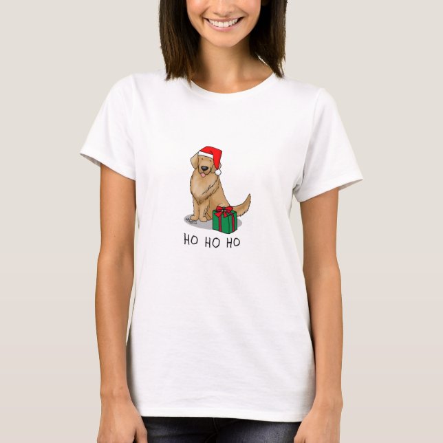 T-shirt Noël Santa Claus Golden Retriever Chien mignonne (Devant)
