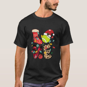 T-shirt Noël Santa Claus jeu de tennis Raquette de tennis 