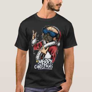 T-shirt Noël Santa Claus pug portant des lunettes de solei