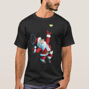 T-shirt Noël Santa Claus Tennis Jeu Raquette de Tennis