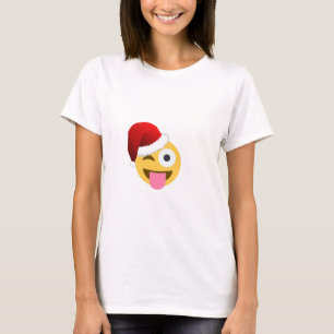 T-shirt noël santa claus winking emoji