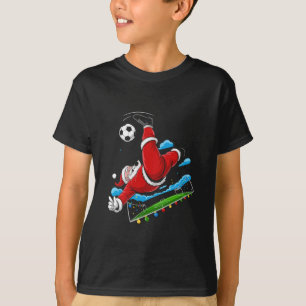 T-shirt Noël Santa Football Bicyclette Coup de pied Xmas S