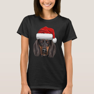 T-shirt Noël Santa Hat Chien noir et blanc