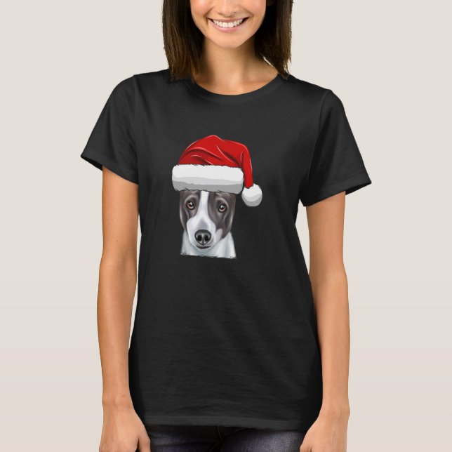T-shirt Noël Santa Hat Italien Greyhound Chien (Devant)