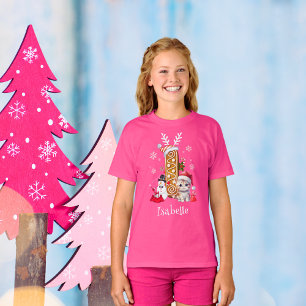 T-shirt Noël Santa Hat Pain d'épice Alphabet I Fille