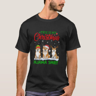 T-shirt Noël Santa Hat Reindeer Shiba Inu Chien Noël Pa