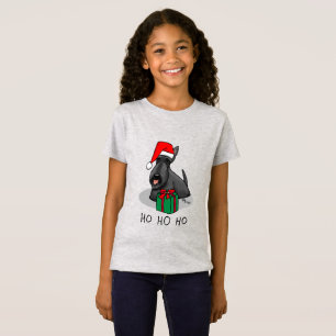 T-Shirt Noël Santa Hat Scottish Terrier (noir) mignonne