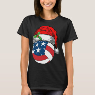 T-shirt Noël Santa Hat Volleyball Sport Drôle Cadeau