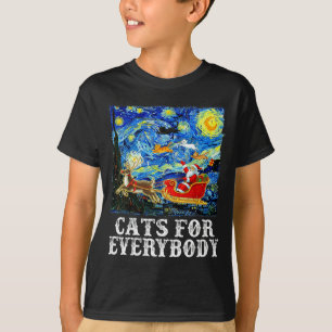 T-shirt Noël Santa Traîneau Chats Pour Tout Le Monde Étoil