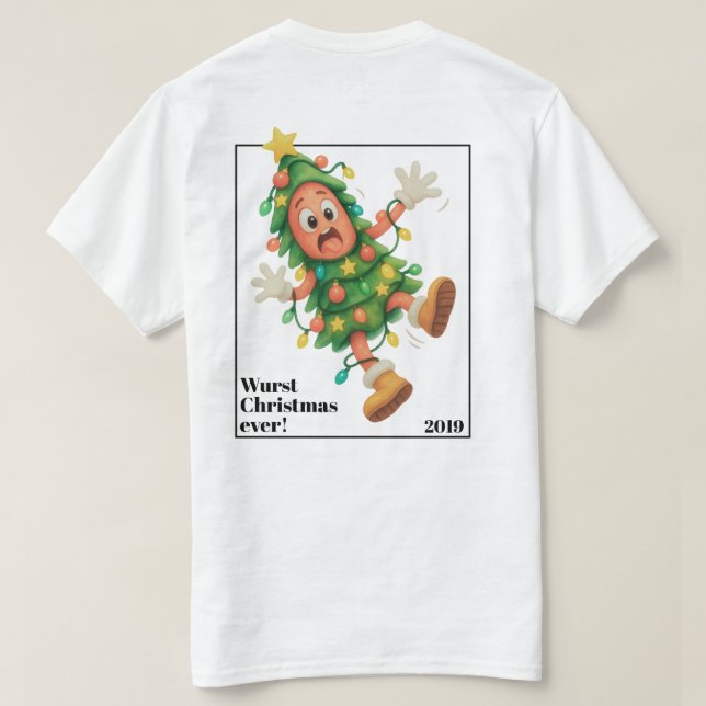 T-shirt Noël saucisse le plus drôle ! Salami drôle  (Design dos)