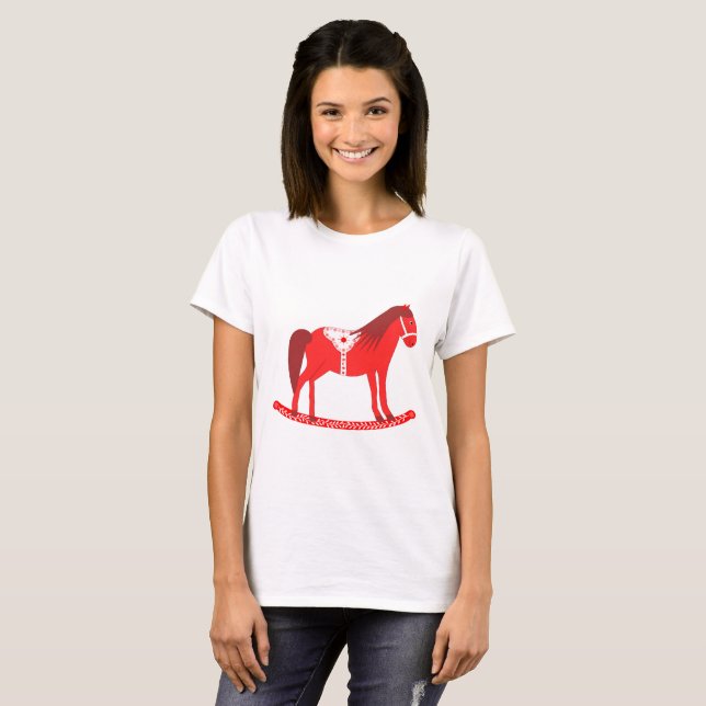 T-shirt Noël scandinave Cheval Rocking (Devant entier)