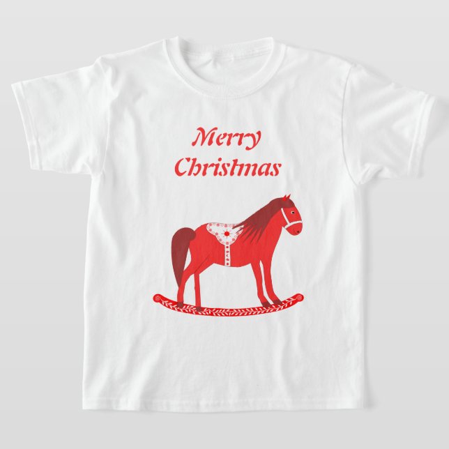 T-shirt Noël scandinave Cheval Rocse Custom (Poser)