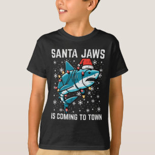 T-shirt Noël Shark Père Noël Jaws Jaws Jaws Hommes Garçons