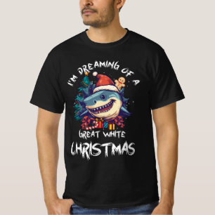 T-shirt Noël Shark Santa Chapeau Noël Père Noël Jaws Funny
