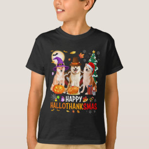 T-shirt Noël Shiba Inu Père Noël Halloween Happy Hallotha