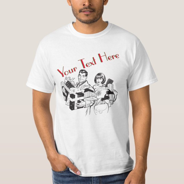 T-shirt Noël Shopping Modèle Vintage (Devant)