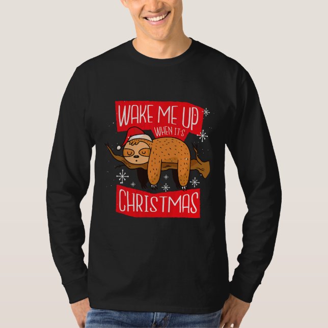 T-shirt Noël Sloth Funny Nap Sloth Lazy (Devant)