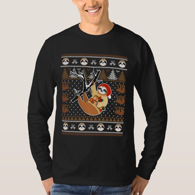 T-shirt Noël Sloth Santa Hat mignon moche (Devant)
