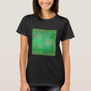 T-shirt Noël Snowflakes Parties scintillant verte et or