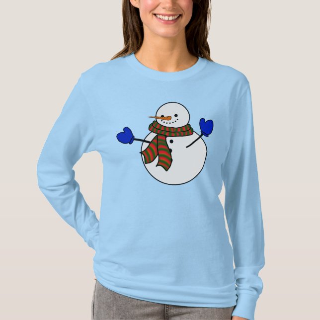 T-shirt Noël Snowman Blue Mittens (Devant)