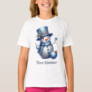 T-shirt Noël Snowman Élégant Vacances d'hiver Filles