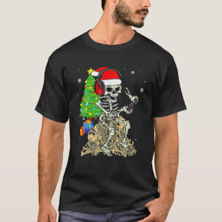 T-shirt Noël Squelette Gamer Pajama Xmas Arbre Famille G