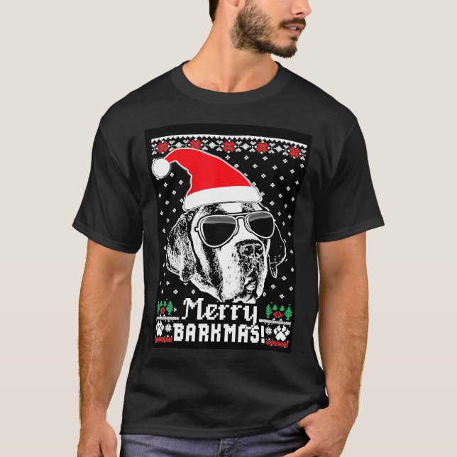 T-shirt Noël St Bernard Merry Barkmas (Devant)